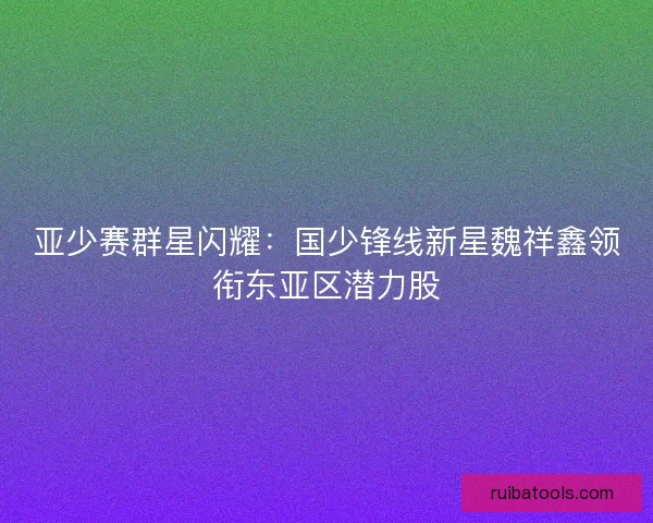 亚少赛群星闪耀：国少锋线新星魏祥鑫领衔东亚区潜力股